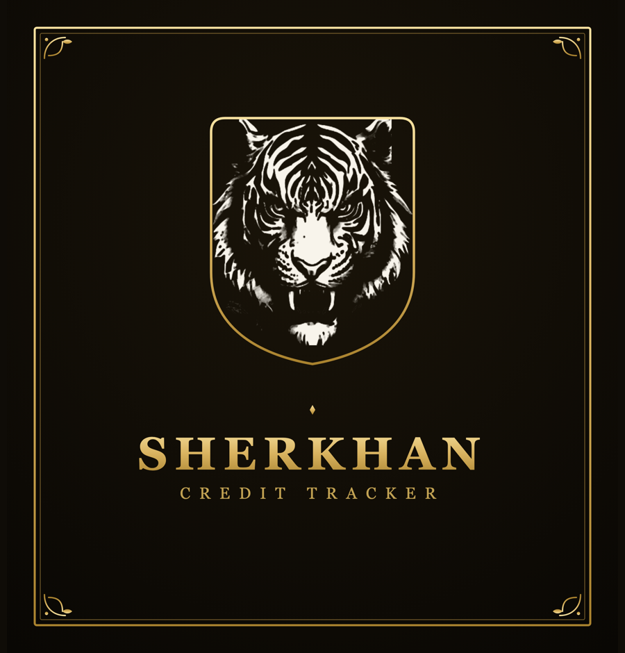 SHERKHAN logo — dark luxury version, black and gold